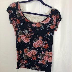 Floral lace back top